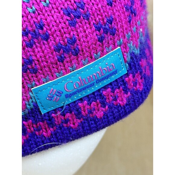 Columbia Unisex Wool Blend Hat Purple, Pink, Blue Ski Winter Cap RN 69724 - Picture 5 of 8